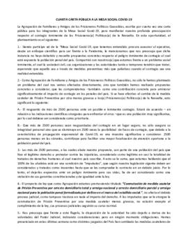 Cuarta carta pública a la Mesa Social COVID-19