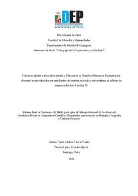 Visitas mediadas a sitios de memoria y Educación en Derechos Humanos. Recuperación de materiales producidos por estudiantes de enseñanza media y universitaria en talleres de memoria del sitio Londres 38