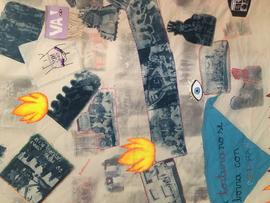 La tortura no se borra con pintura, en manto textil "AYER, HOY Y SIEMPRE"
