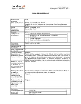 Ficha de descripción del testimonio de Fabiola Letelier