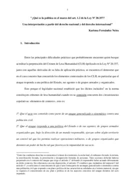 ¿Qué es la política en el marco del art. 1.2 de la Ley Nº 20.357? Una interpretación a partir del derecho nacional y del derecho internacional