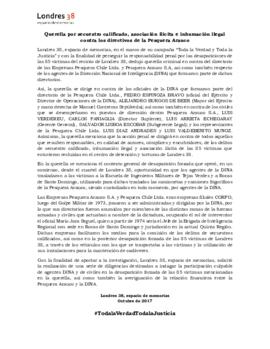 Querella por secuestro calificado, asociación ilícita e inhumación ilegal contra los directivos de la Pesquera Arauco