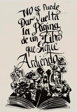 Afiche "No se puede dar vuelta la página de un libro que sigue ardiendo"