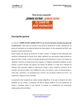 Ficha técnica de exposición itinerante: ¿Dónde están? ¿Dónde está? El caso de José Huenante, detenido desaparecido en democracia