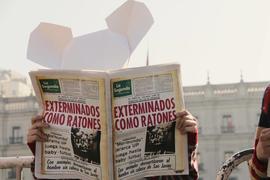 Intervención por montaje comunicacional con titular "Exterminados como ratones"