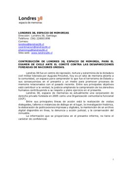 Contribución de Londres 38, espacio de memoria, para el examen de Chile ante el Comité Contra las Desapariciones Forzadas de Naciones Unidas